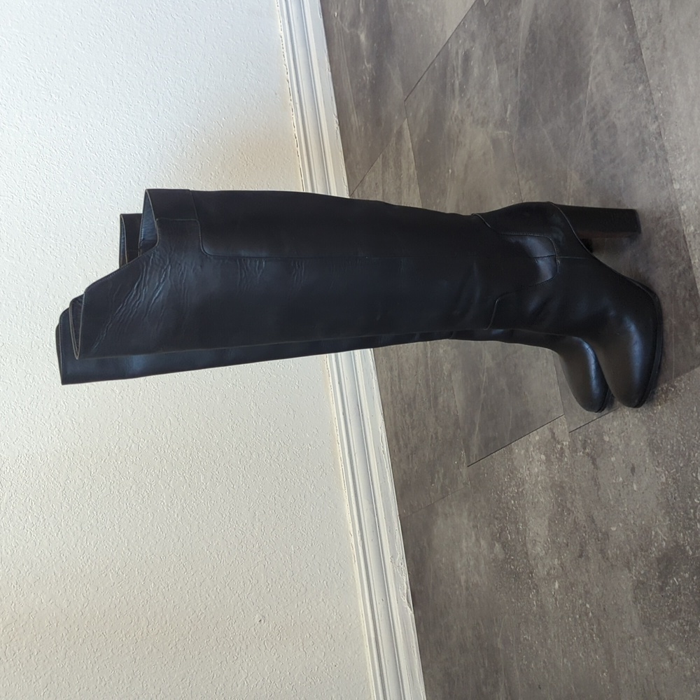 Vince Dempsey Over the Knee Block Heel Leather Boots Black 8M fall sexy chic - Picture 3 of 13